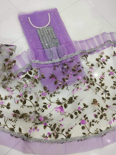 Trendy high quality organza kameez for women- Lavender