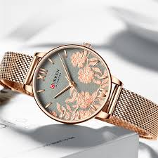 CURREN 9059 Fashion Floral Pattern Quartz Watch Ladies Casual Waterproof Stainless Steel Wrist Watch, 4 image