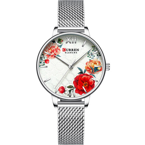 CURREN 9059 Fashion Floral Pattern Quartz Watch Ladies Casual Waterproof Stainless Steel Wrist Watch, 4 image
