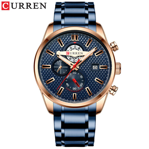 CURREN 8352 Stainless Steel Analog Watches for Men  Blue