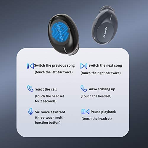 Awei T20 TWS Wireless  Sports Earbuds - Black - Awei(6954284055529), 5 image