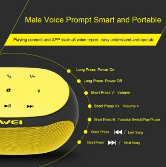 Awei Y200 HiFi Bluetooth Speaker - Yellow+Black - Awei(6954284012850), 3 image