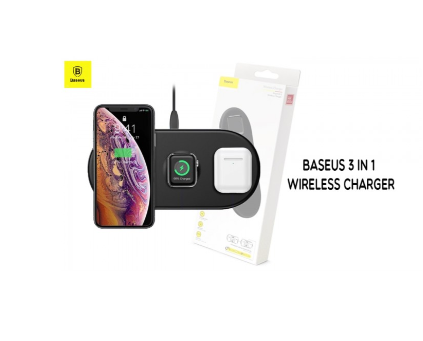 Baseus Smart 3-in-1 Qi Wireless Charger For Smart Watch, Airbuds, Phone, 2 image