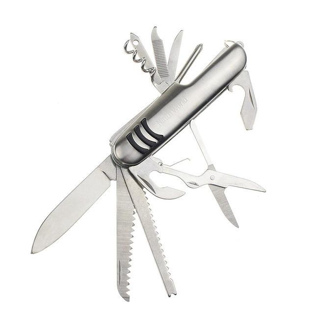 Multipurpose 11 In 1 Stainless Steel Swiss Army Style Pocket Knife Multi Tool