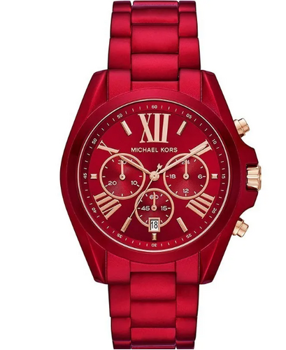 Michael Kors Bradshaw Ruby Red & Rose Gold 43mm Chronograph Watch MK6724