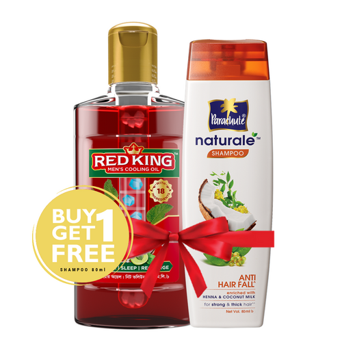 Red King Men's Cooling Oil 200ml (FREE Parachute Naturale Shampoo Anti Hair Fall 80ml)