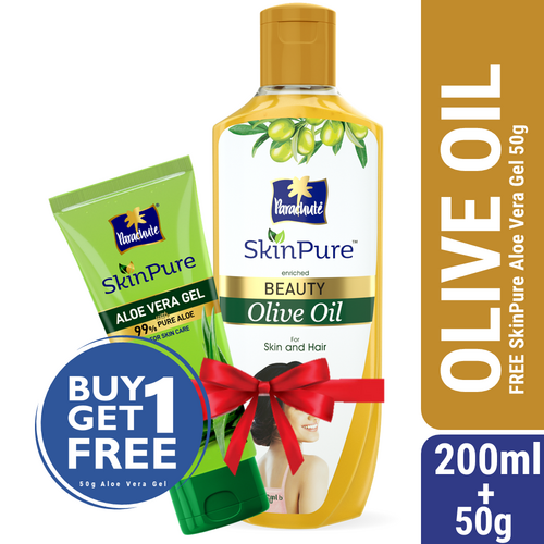 Parachute SkinPure Beauty Olive Oil 200ml (Free SkinPure Aloe Vera Gel 50g)