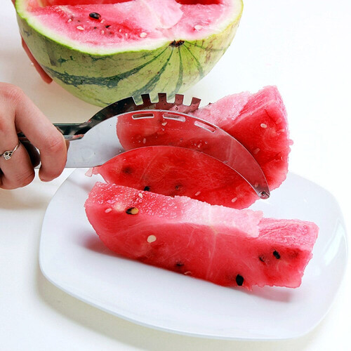 Stainless Steel Watermelon Cutter With Knife 2 in 1 Watermelon Slicer Cutter Knife Corer Fruit Vegetable Tool, 3 image