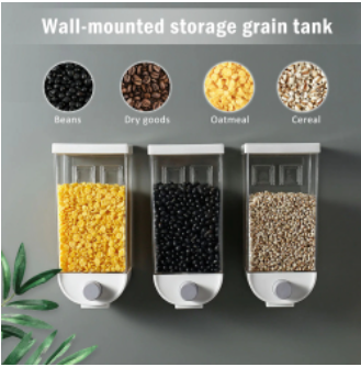 Cereal Dispenser Container Wall Mounted Cereal Dispenser Tank 1500ML(1.5Kg) Grain Dry Food Container Kitchen Storage Box, 5 image
