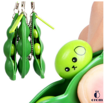 Edamame Peas Hand Fidget Toy Funny Squeeze-a-Bean Popper Stress Relief Keychain Fun Beans Squeeze Toys