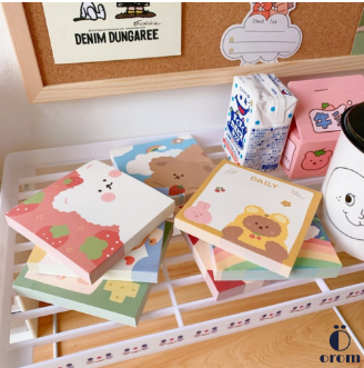 100 Sheets Kawaii Bear Family Series Memo Pad Student Notebook Stationery Cute Diary Sticky Notes, 3 image