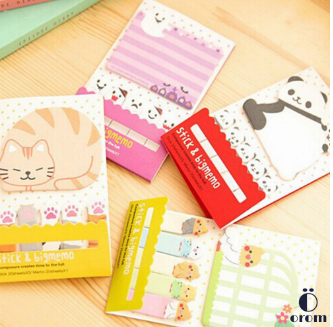 Multi Color Cute Animal Cat Panda Bird Ghost Sticky Notes & Bookmarks, 2 image