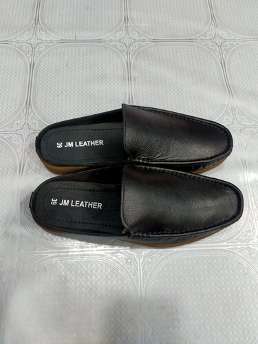 JM Leather Half Show Genuine Leather and Crepe Sole Comfortable Shoes, Color: Black, Size: 39, 2 image