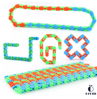 Wacky Tracks Snap and Click Fidget Toy Tracks Snap and Toys for Sensory Kids Snake Puzzles Decompression 24 Section Chain, 4 image
