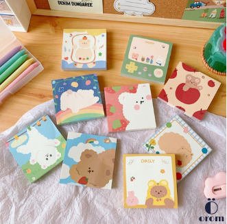 100 Sheets Kawaii Bear Family Series Memo Pad Student Notebook Stationery Cute Diary Sticky Notes
