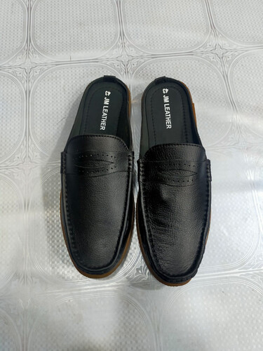 JM Leather Half Show Genuine Leather and Crepe Sole Comfortable Shoes, Color: Black, Size: 39