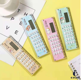 Mini Portable Cute Ruler Calculator Creative Dual-use Mini Ruler, Cartoon Ultra-thin Straight Ruler with 8-Digit Display Calculator, Office and School Supplies, 4 image