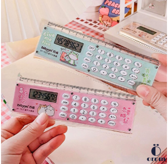 Mini Portable Cute Ruler Calculator Creative Dual-use Mini Ruler, Cartoon Ultra-thin Straight Ruler with 8-Digit Display Calculator, Office and School Supplies, 3 image
