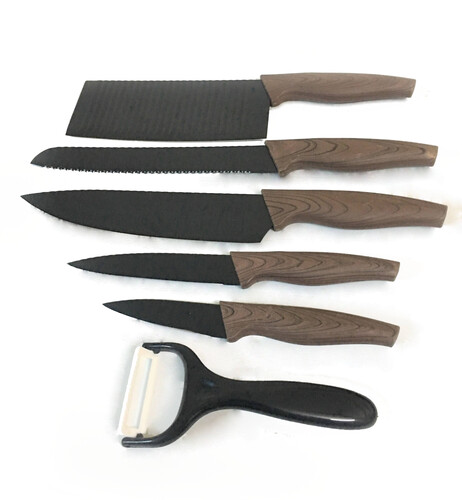 Bass Stainless Steel Kitchen Knife Set-6 Pcs Including Peeler, Cleaver, Santoku, Vegetable & Fruit, Bread, 2 image