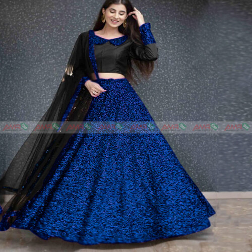 Party Stylish Sequence Lehenga For Women (Nevy Blue)