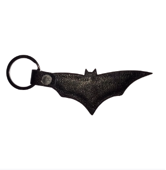 Hand Crafted Bat Sign Leather Key Ring For Bike Riders