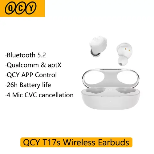 QCY T17S Wireless Bluetooth Headset IPX4 Waterproof Earbuds, Color: White, 2 image
