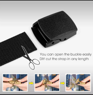 Fashionable High Quality Men Black Nylon Belt Outdoor Automatic Buckle Canvas Belts, 4 image