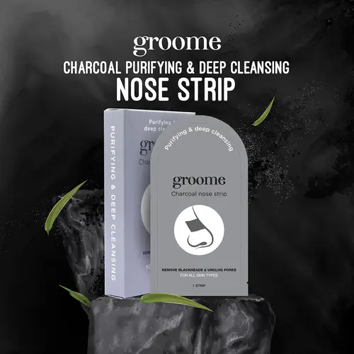 Groome Black Head Remover Charcoal Nose strips(Monthly Pack) 6 pcs