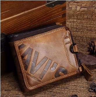 Real Leather Men'S Short Wallet Fashion Casual Zip Wallet Open Multi-Function Coin Purs, 3 image