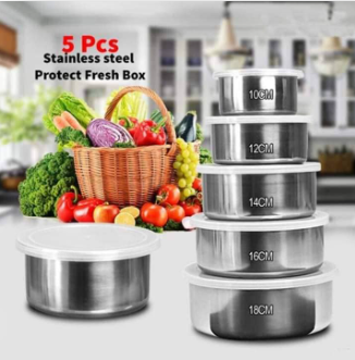 5 Pcs Multifunctional Stainless Steel Protect Fresh Box, 2 image