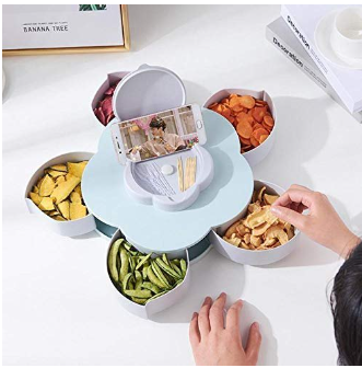 Flower shape Candy Box Creative Rotary Switch Storage Plate Home Snacks Partition Organizer Box Beautiful Wedding Candy Tray, 2 image