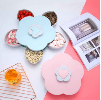 Flower shape Candy Box Creative Rotary Switch Storage Plate Home Snacks Partition Organizer Box Beautiful Wedding Candy Tray, 4 image