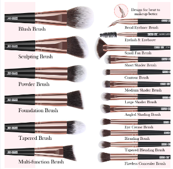 MAANGE 18Pcs Professional Complete Eye & Face Makeup Brushes Set - [Black], 3 image