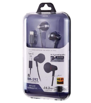 Remax RM-592 Metal Earphone Type-C 47.2 inches (120 cm) HIFI Remote Control Built-in Microphone, 3 image