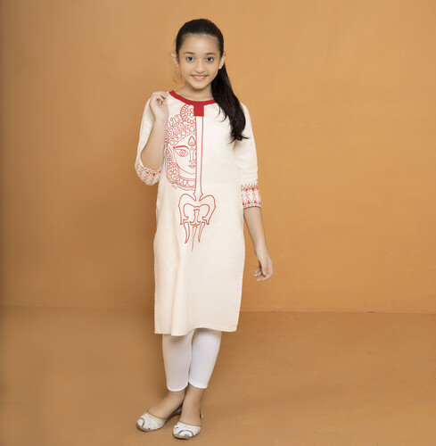 Puja Special Kurti For Girls - 18466K, Size: 24