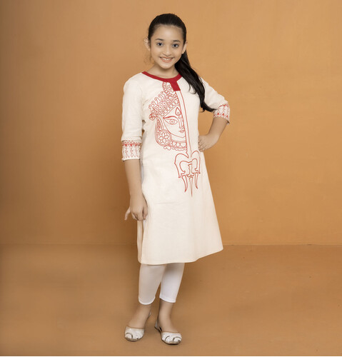 Puja Special Kurti For Girls - 18466K, Size: 24, 2 image