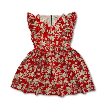 Girls Stylish V-Neck Floral Print Frock, Baby Dress Size: 7-8 years