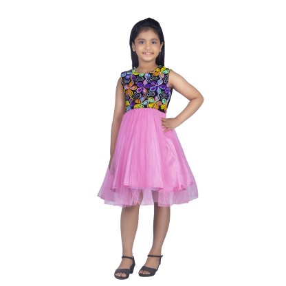 Girls Party Frock Velvet Baby Pink, Baby Dress Size: 7-8 years