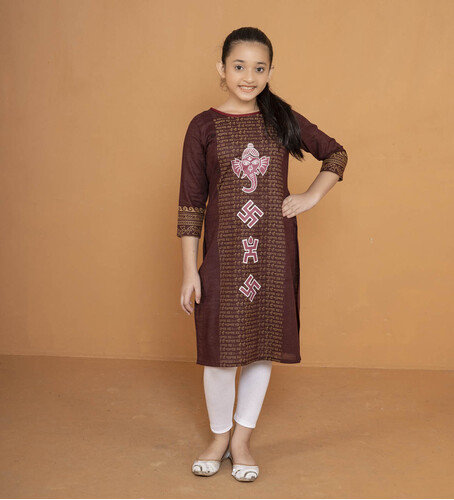 Puja Special Kurti For Girls - 18358K, Size: 26