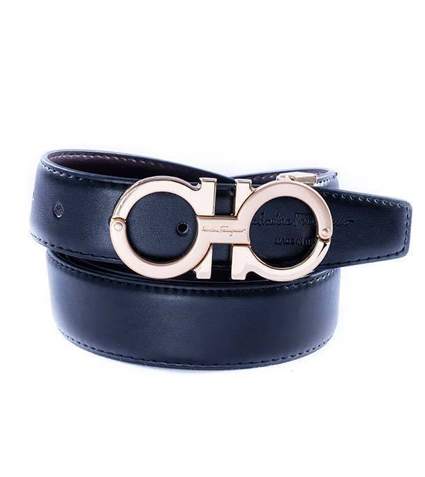 safa leather-Plain Black Artificial Leather Belt