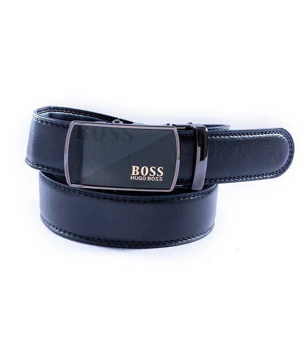 Safa leather-Black Artificial Leather Belt For man