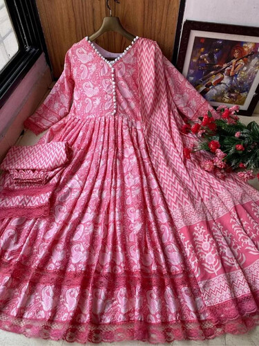 Beautiful Pink Frock For Girls, Size: 38