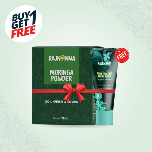 Rajkonna Moringa Powder + Rajkonna Glow Booster Facial Wash 15ml (free)