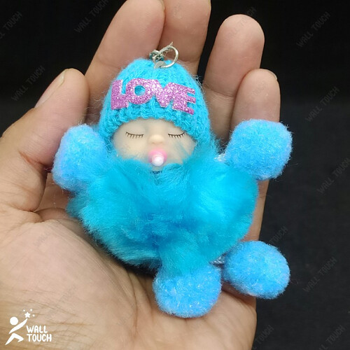 New Born Toddler Cute Mini Doll Key Ring, Extra Cute Extra Soft Adorable Best For Gift Hanging On Bag Or Purse, Color: Blue