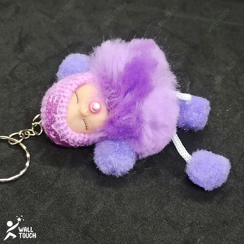 New Born Toddler Cute Mini Doll Key Ring, Extra Cute Extra Soft Adorable Best For Gift Hanging On Bag Or Purse, Color: Purple, 2 image