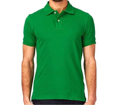 Green Cotton Casual Polo For Men