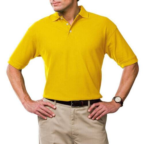 Yellow Cotton Casual Polo For Men