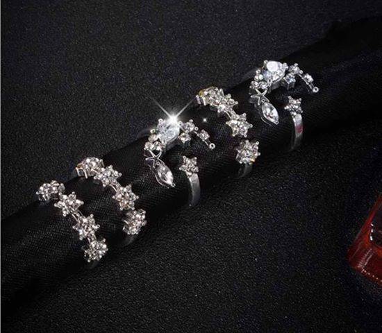 Moon Flower Crystal 5pc Ring Set