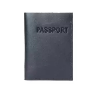 Genuine Leather Passport Cover With Card Slot - Black