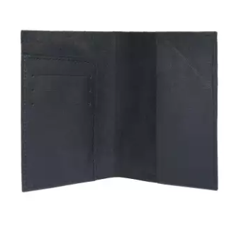 Genuine Leather Passport Cover With Card Slot - Black, 3 image